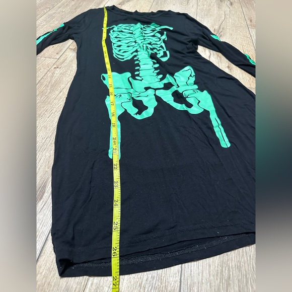 Neon green skeleton bones Bodycon stretchy dress Halloween black light resistant - Picture 11 of 14